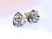 18K White Gold Flower Earrings