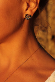 Boucles d'oreilles fleur en or Paraiba