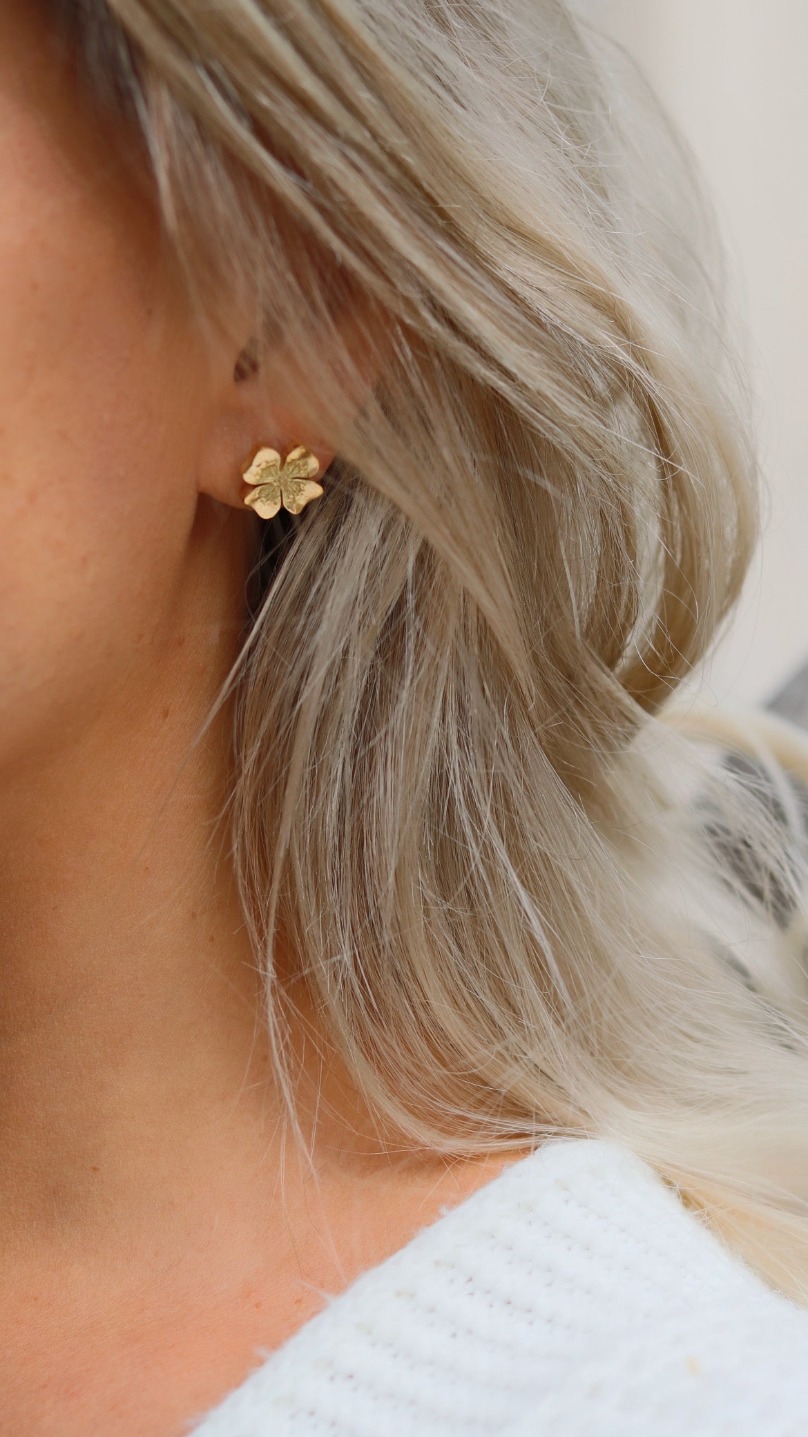 Boucles d'Oreilles Dorées Trèfle