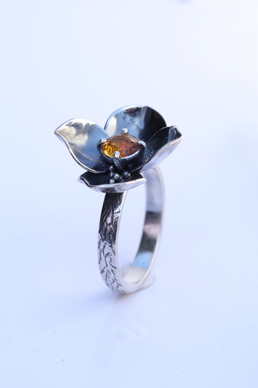 Citrine Flower Ring