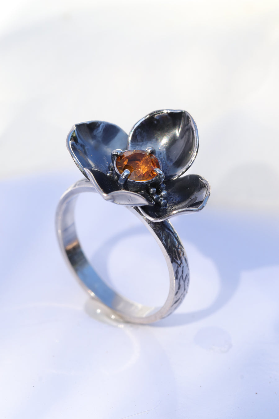 Citrine Flower Ring