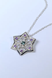 Amethyst & Teal Sapphir Star Pendant