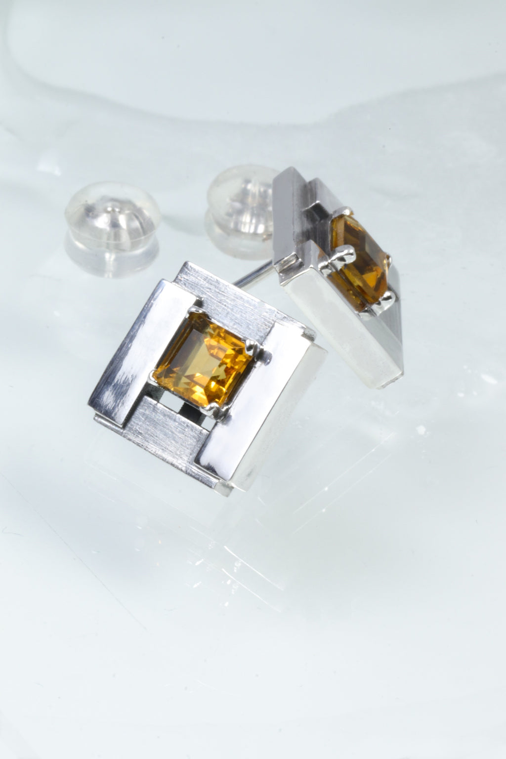 Boucles D'oreilles Chaîne En Argent 925 Avec Citrine Naturelle - Marque Rose-Mimosa