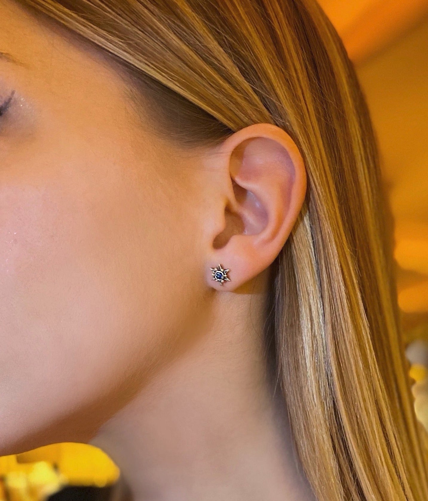 Boucles d'oreilles étoile saphir
