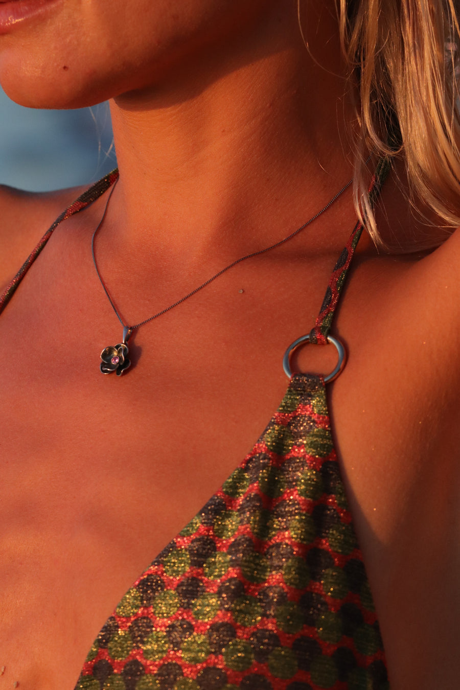 silver flower pendant  