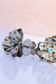 18K White Gold Flower Earrings