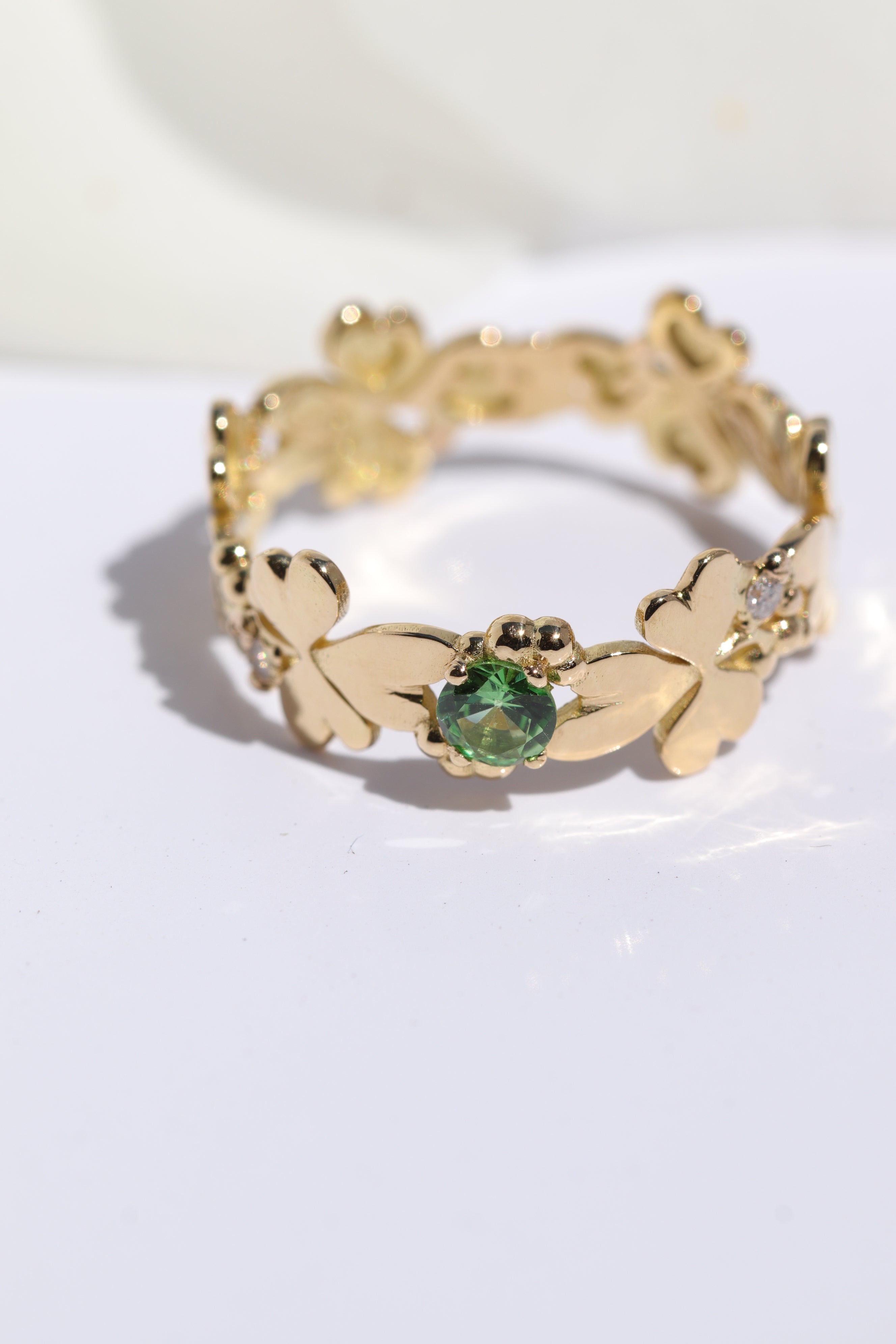 Bague Tsavorite Feuille de Trèfle