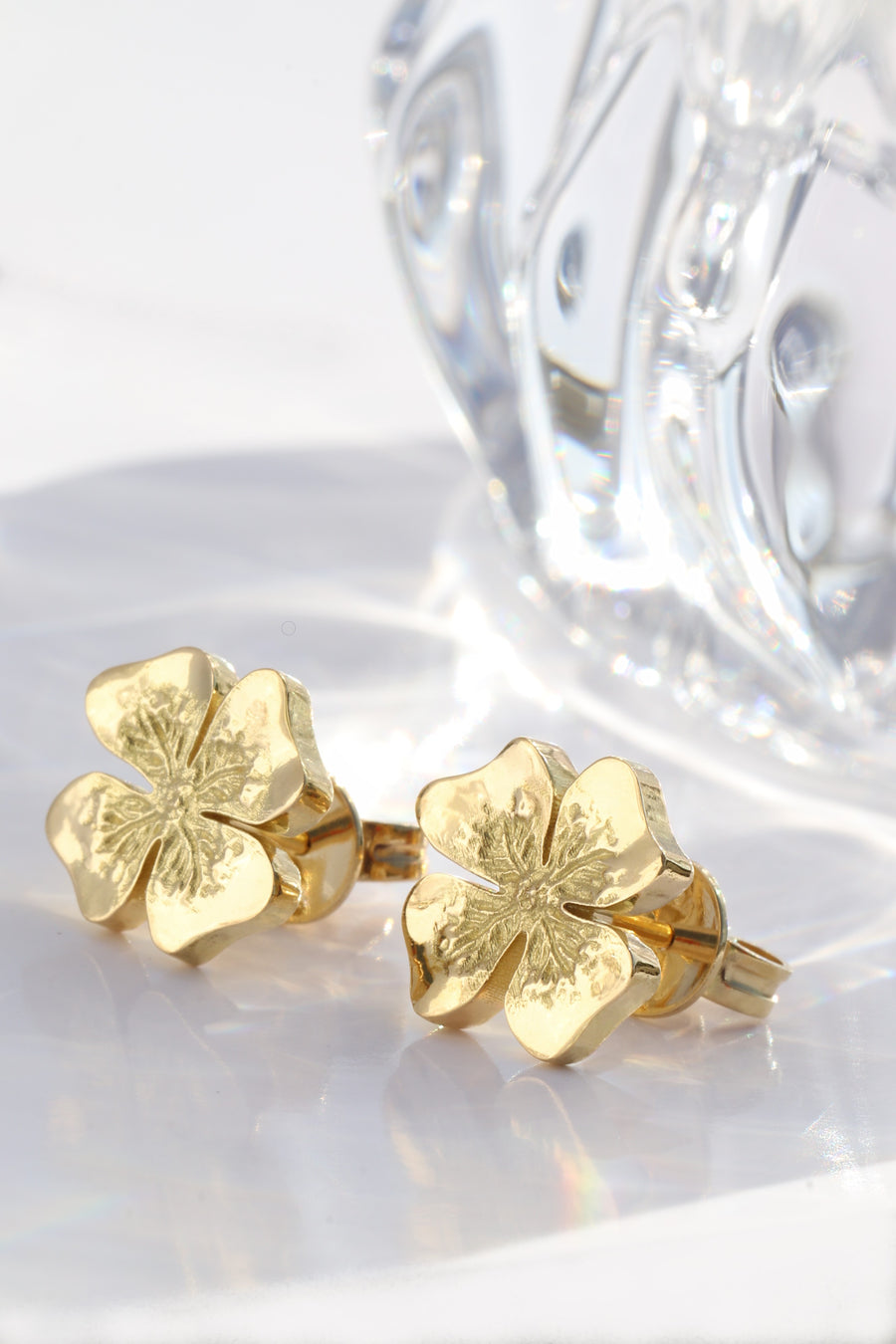Boucles d'Oreilles Dorées Trèfle