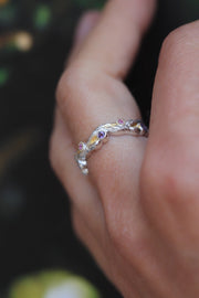 Sapphire & Topaz Twig Ring