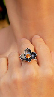 Citrine Flower Ring