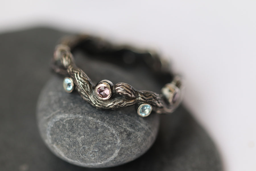 Spinel & Topaz Twig Ring