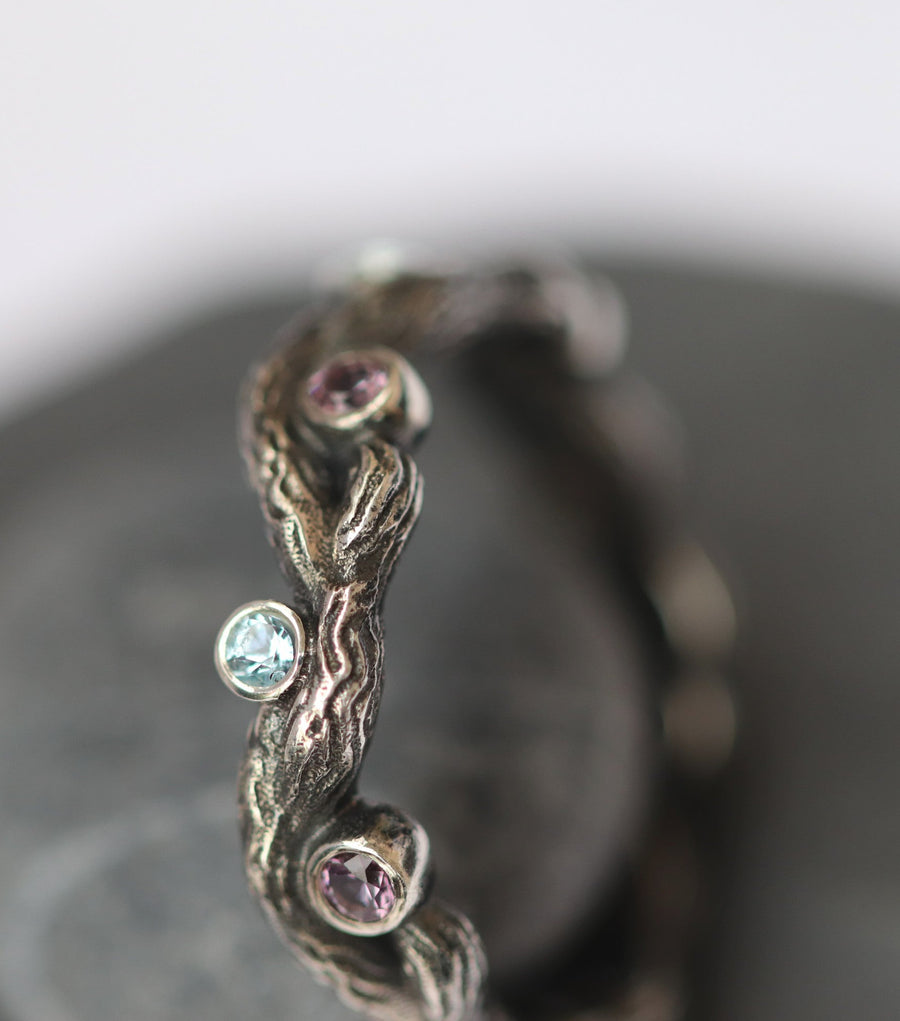 Spinel & Topaz Twig Ring