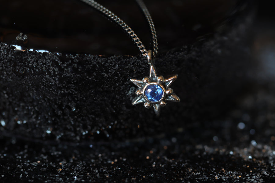 Silver Star Pendant with Sapphire