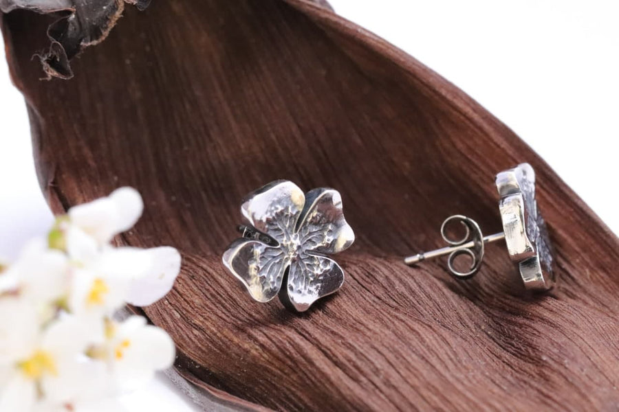 Silver Four Leaf Clover Earrings