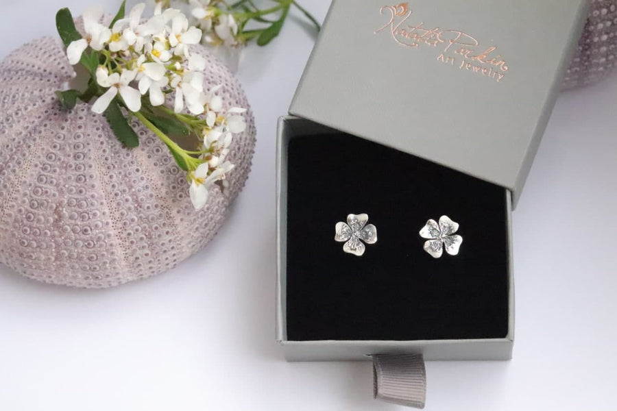 Boucles d'oreilles trèfle à quatre feuilles en argent