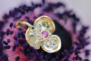 Silver Flower Pendant with Tourmaline